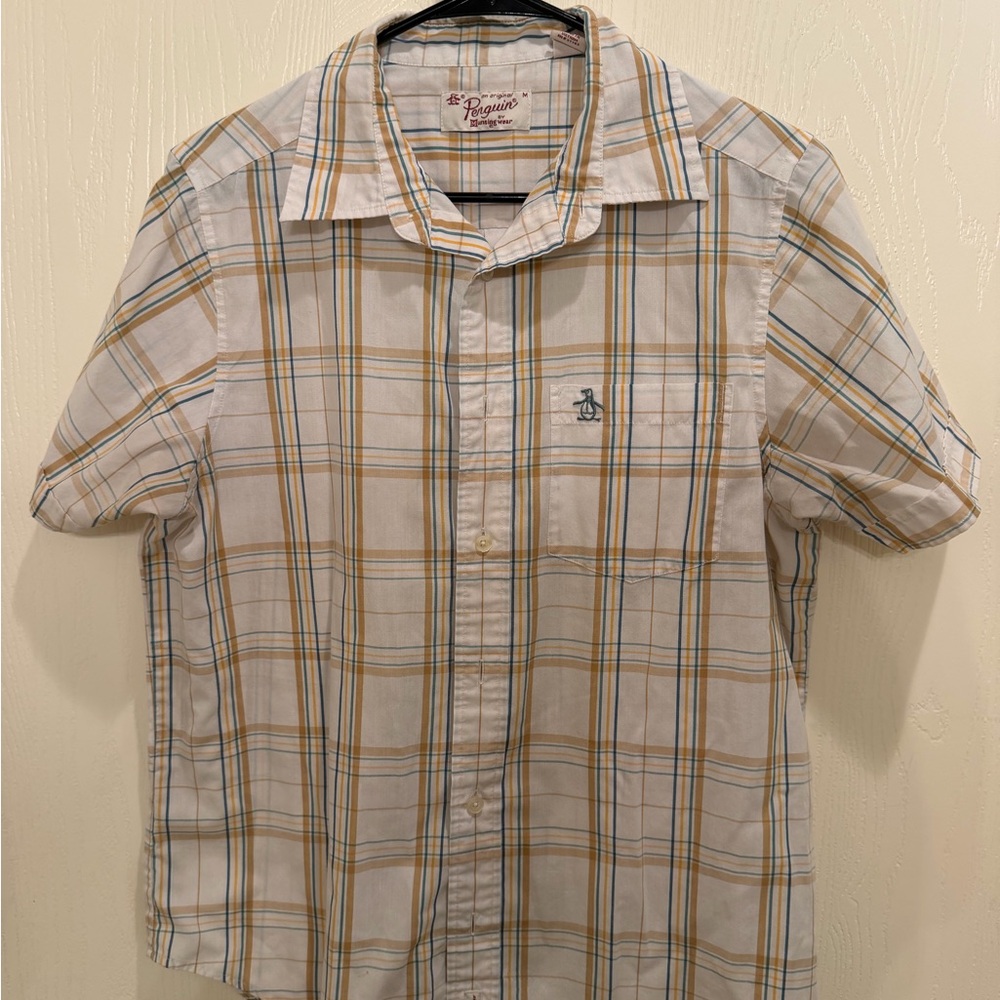 Original Penguin Men's Plaid Shirt - White and Yellow